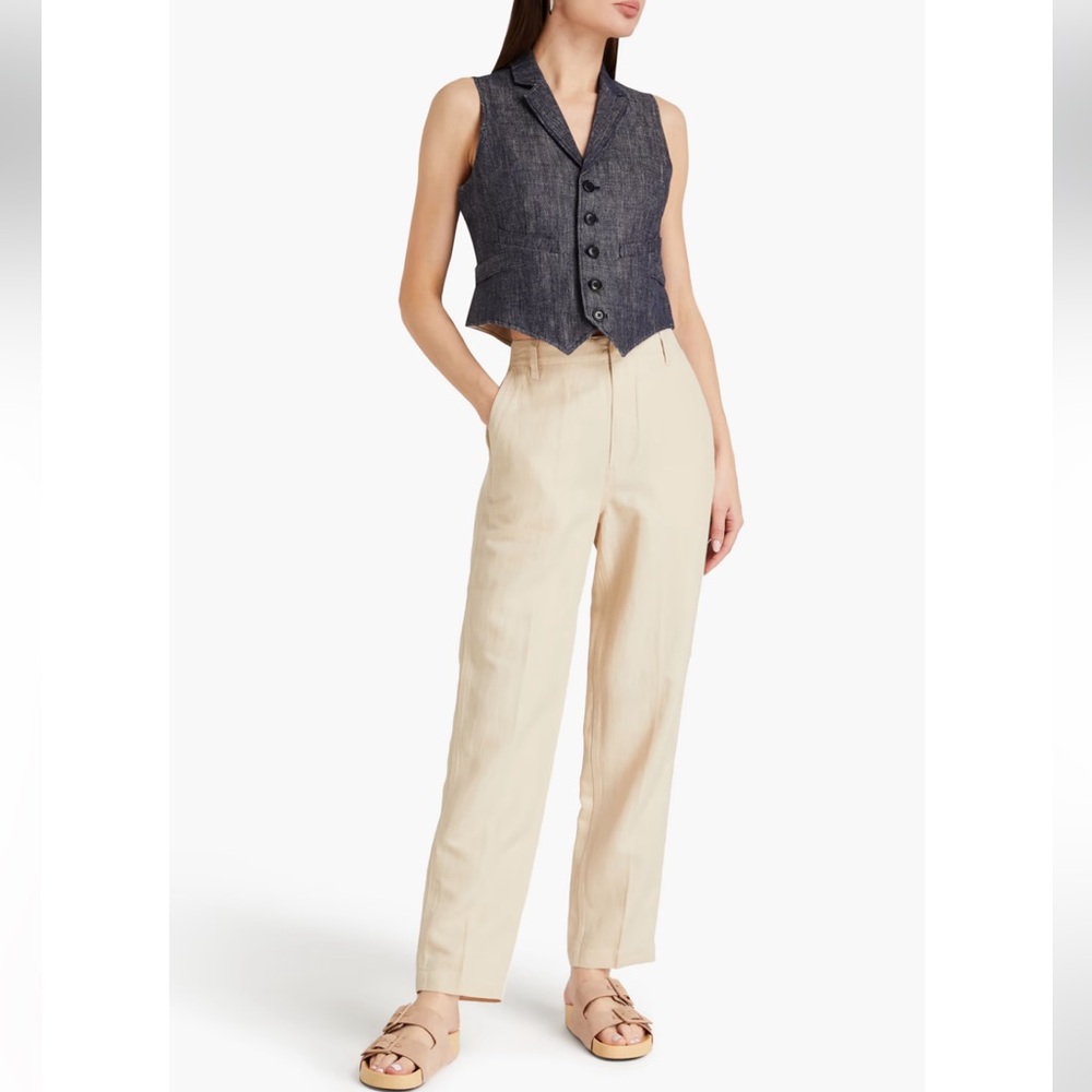 ALEX MILL Pants Women’s 10 Kennedy Linen Tencel Cotton Twill Tapered Ecru